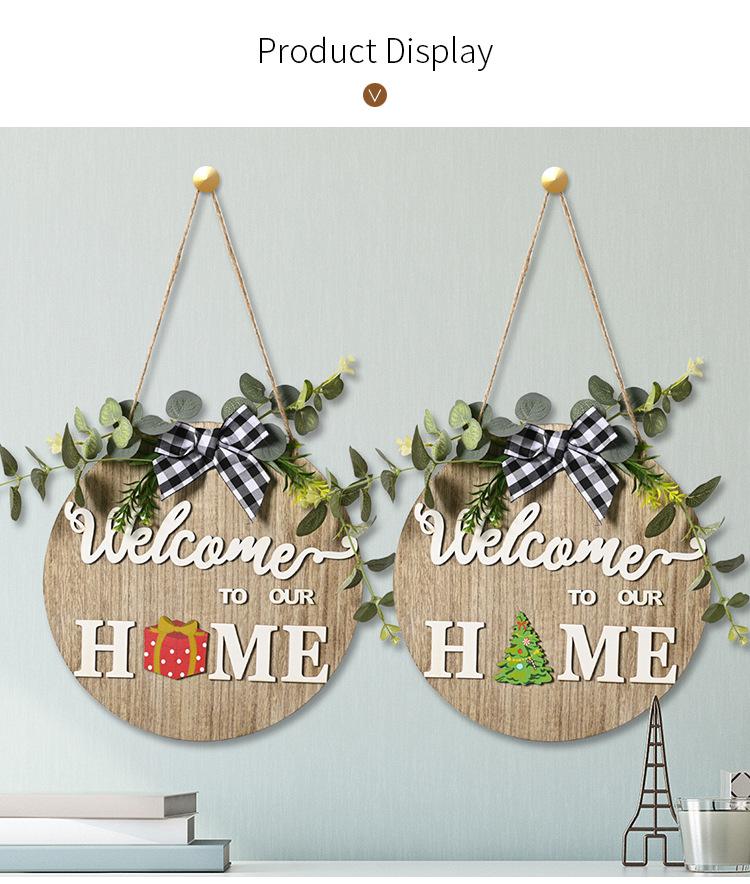1 Set Of Wooden Diy Replaceable Various Patterns Wooden Welcome Doorplate Christmas Halloween Hanging Home With 9 Accessories