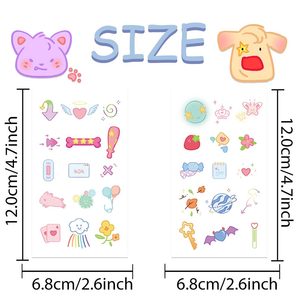 10 листов Y2K Small Elements Tattoo Stickers для рук, тела, рук, временные водонепроницаемые татуировки, детские принадлежности для праздников и вечеринок