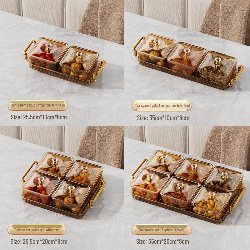 Роскошная коробка для конфет с отделениями: Элегантный поднос для закусок и фруктов с крышкой для гостиной