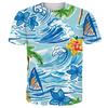 European and American 3D Digital Printed Men's Hawaiian Coconut Tree Surfing Beach Casual Short Sleeved T-shirt