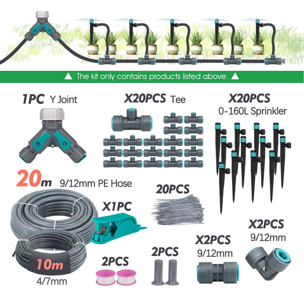 3/8" Bubbler Garden Irrigation Watering System 9/12mm PE Hose 360° Adjustable Sprinkler Tee Quick Connect Drip Watering Sprayers