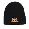 Cartoon Ginger Cat Winter Knit Cap Beanie, Animal Woman Cap Versatile Candy Color Sporting Pompom Beanies Knitted Hat Beanie