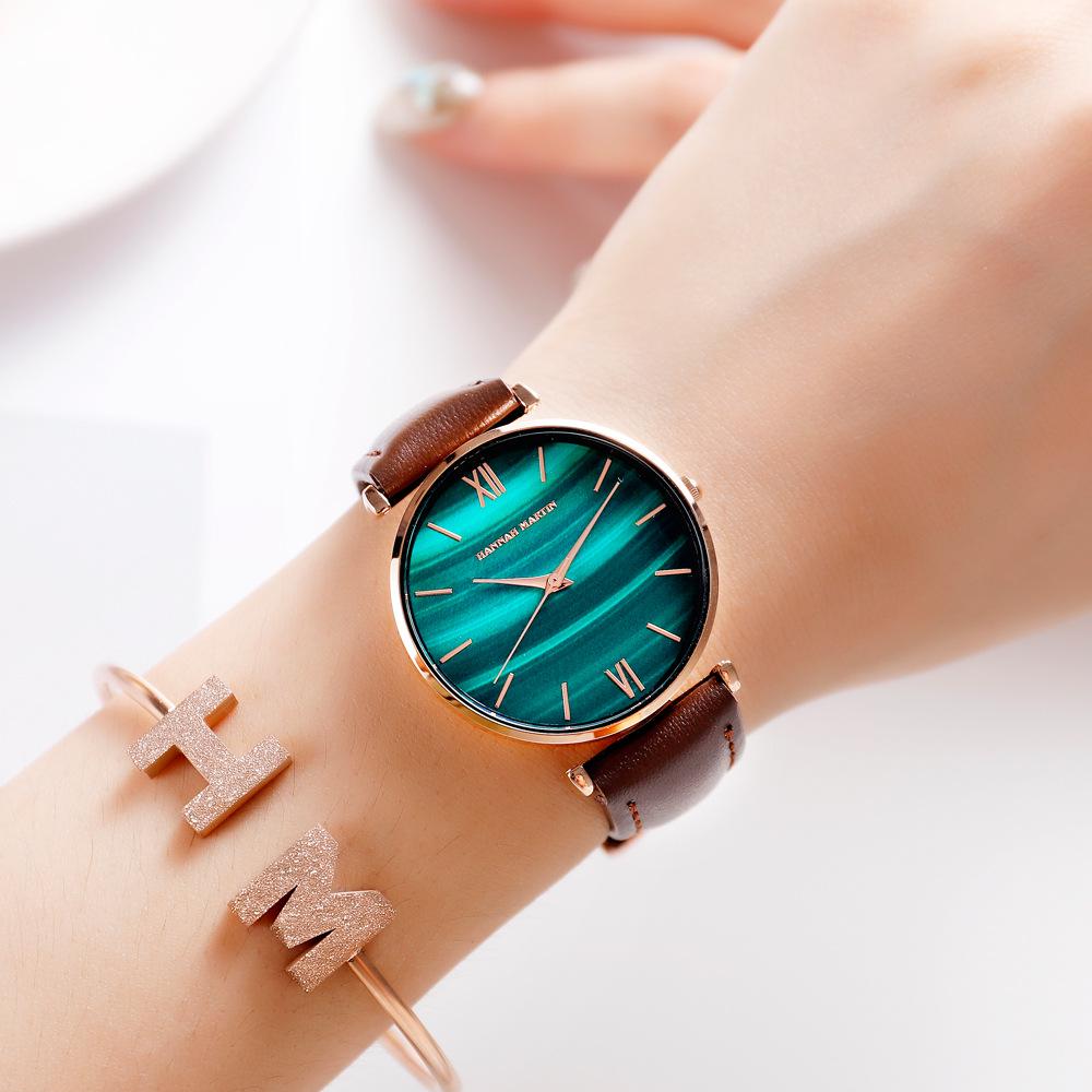 Hannah Martin Women Watches Fashion Quartz Movement Relogio Feminino Emerald Rose Gold Waterproof WristWatches