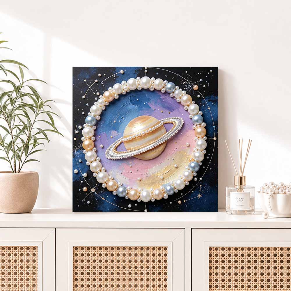 Pearl painting kit DIY Saturn planet space theme. home or office wall decoration