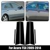 6 шт., подходит для Acura TSX 2009-2014, глянцевый черный материал из поликарбоната, зеркальный эффект, центральная часть окна двери, средняя часть стойки стойки, отделка для колонки