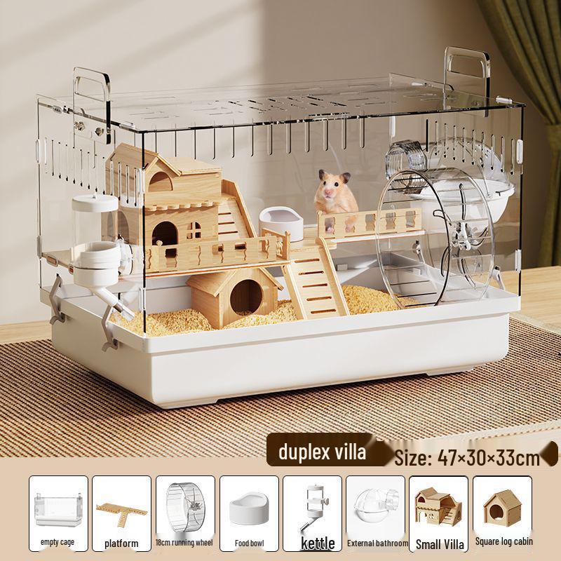 Роскошная акриловая клетка для хомяка: Большая, прозрачная, вилла с защитой от укусов для золотистых хомяков