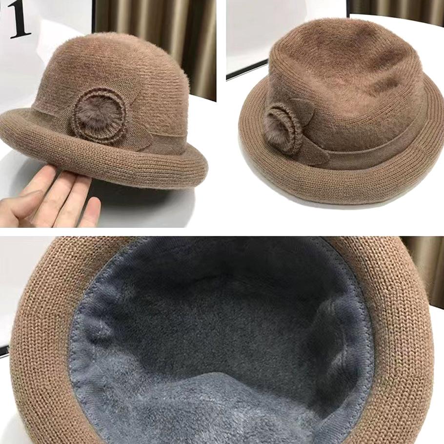 Женская зимняя панама, элегантная ветрозащитная шляпа с цветочным узором, ультра-толстая, сохраняющая тепло, осенне-зимняя шапка из искусственного меха