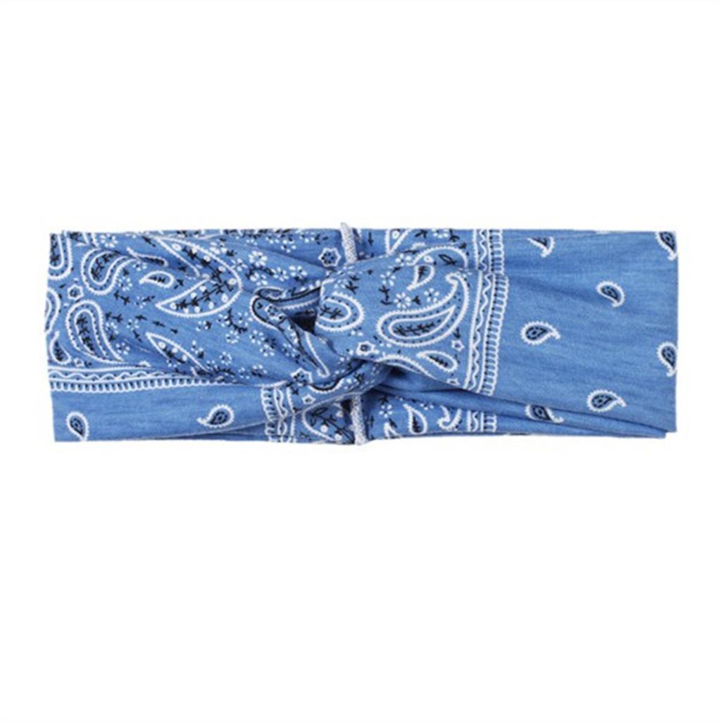 Bandana Printed Headband Women's Yoga Sports Hair Wrap Tie Paisley Twisted Stretchable Hair Band