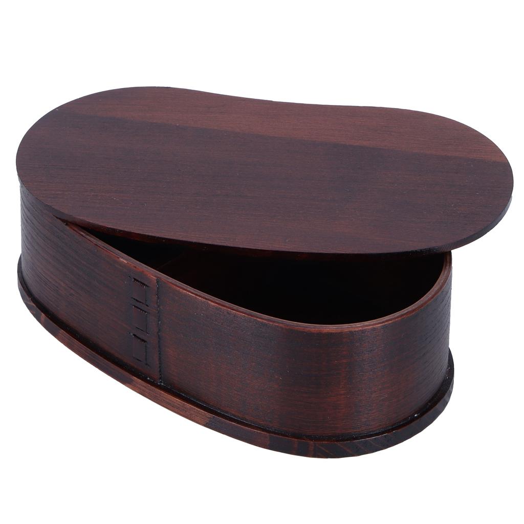 Портативный набор ланч-боксов Японский деревянный контейнер для хранения еды для дома, пикника 17x9см Расписанный