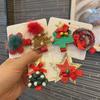 Christmas Hair Accessories - Red & Green Girls' Side Clips: Festive Duckbill Headwear for Autumn/Winter