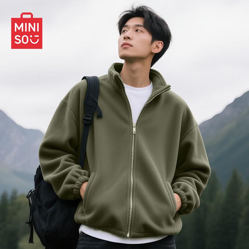 MINISO Мужская зимняя теплая двухсторонняя флисовая куртка со стойкой