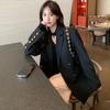 Elegant French Style Black Buttons Blazer Coat for Women