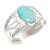 Natural Amazonite Gemstone 925 Sterling Silver Cuff Bangle Adjustable N4G59