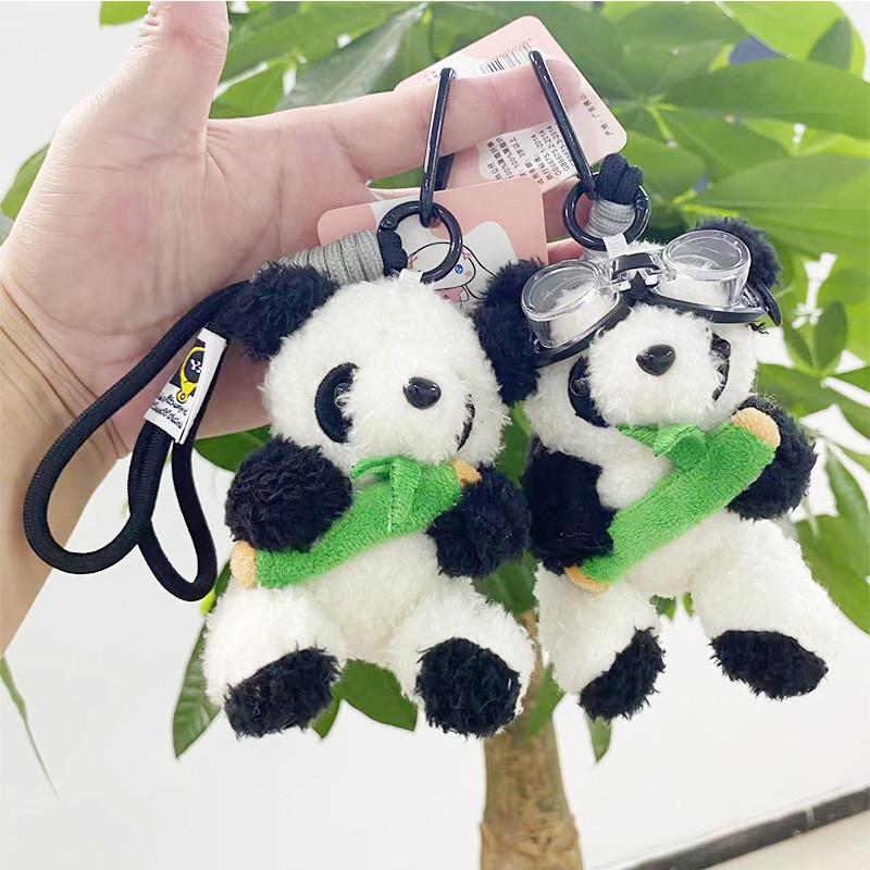 Huggable Plush Panda Keychain Adorable Pilot Bear Doll Perfect For Bags Gifts