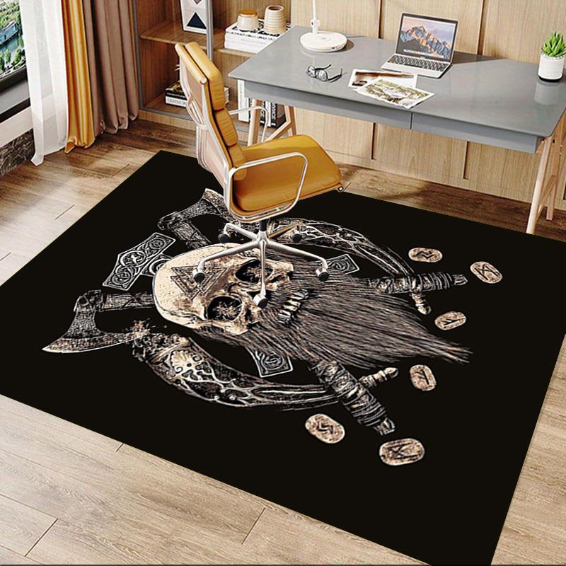 1PC Viking skull Non-Slip Floor carpet, suitable for Office, bedroomand playrooms. It can also be used as a sofa footrest cover-T96