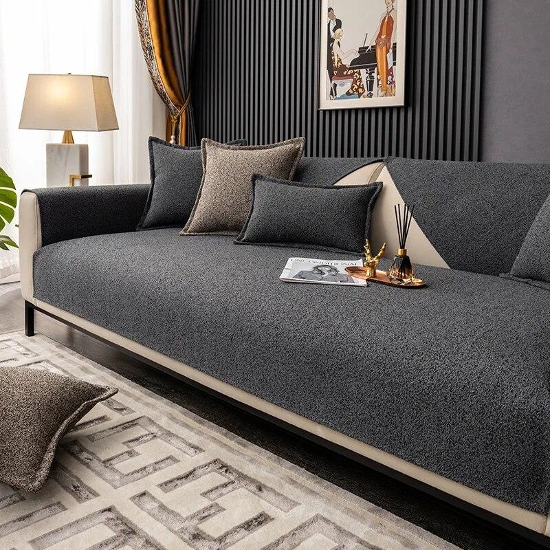 Luxurious  Cotton Linen Sofa Cushion Universall Seat Sofa Mat Anti-skid Couch Cover Modern  Linen Sofa Cover Backrest Towel