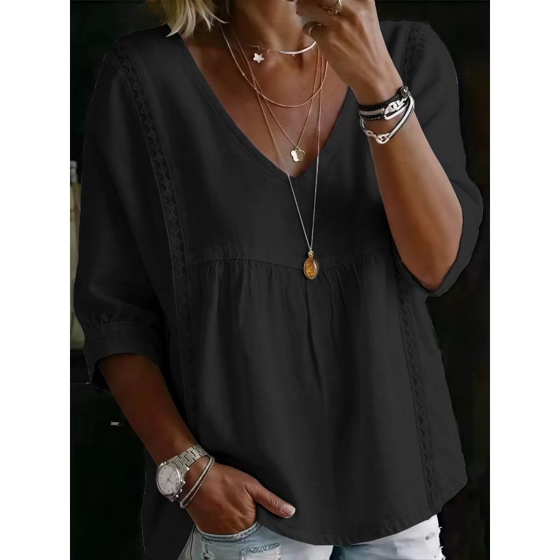 GMXIA Women's Fashion Casual 1/2 Sleeves V-Neck Blouses & Shirts