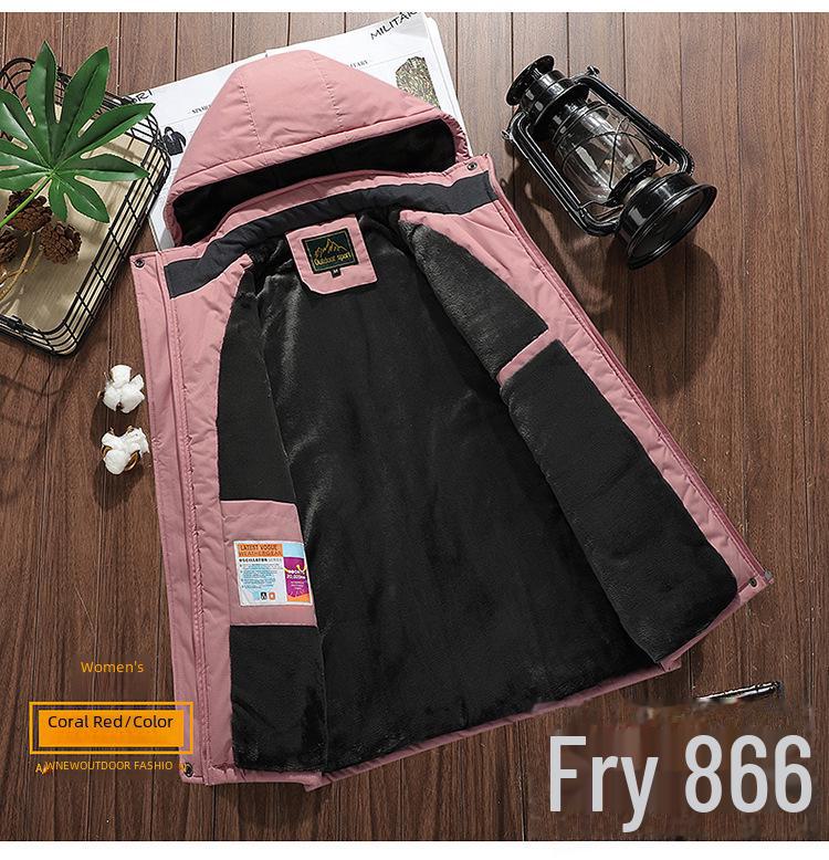 Мужская ветрозащитная водонепроницаемая хлопковая куртка: Осень/Зима Плюс Утолщенный Бархатный Стиль Для Пары На Открытом Воздухе