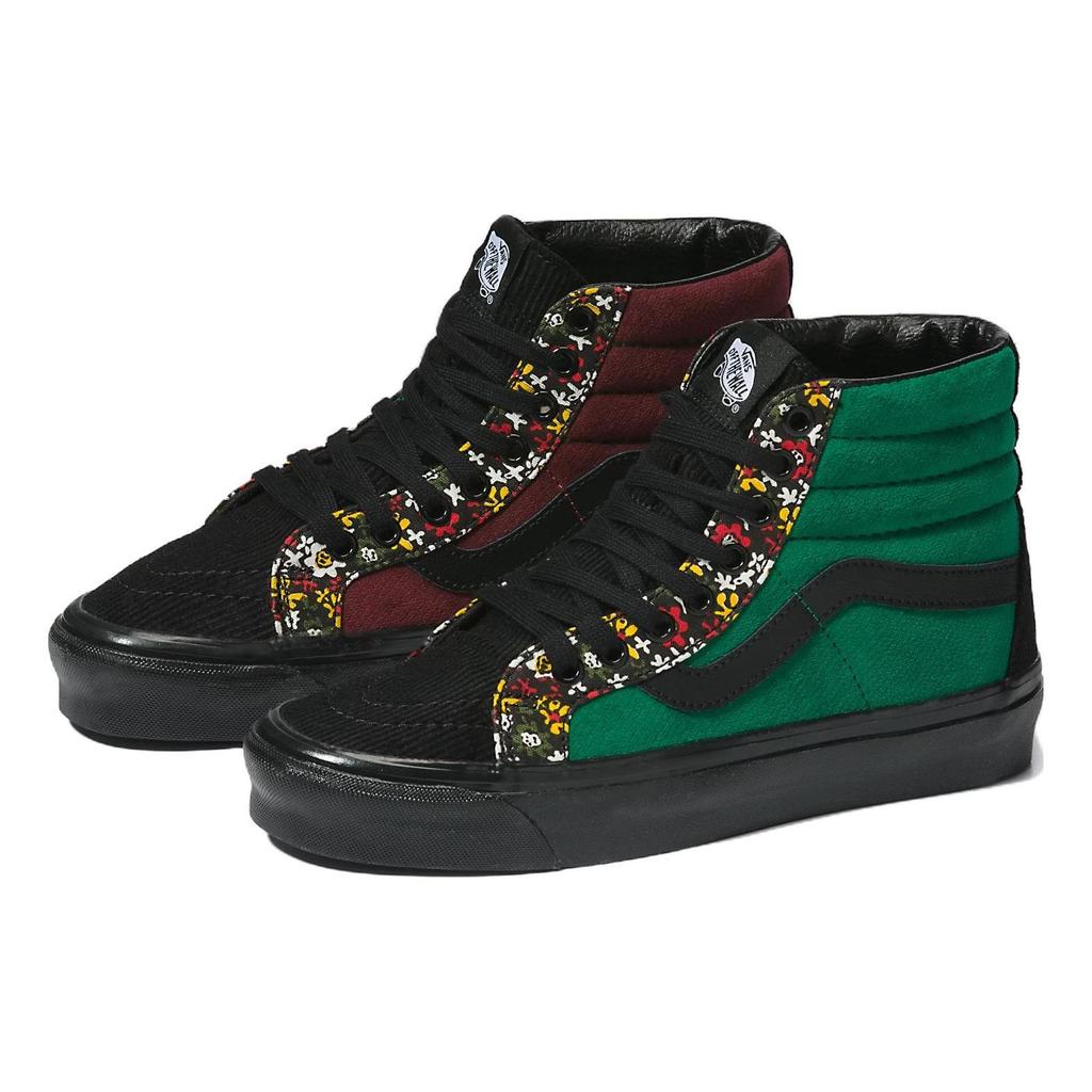 Vans Sk8 Anaheim Factory 38 Dx Высокие кеды для скейтбординга Цветочные Унисекс Кроссовки Черный Зеленый Красный VN0A5KXVRGR