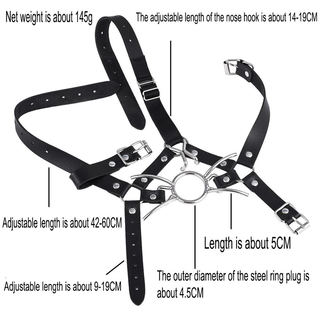 Рабский Крюк для Носа Зажим для Носа Фетиш Оральной Фиксации Кляп-Паук с Открытым Ртом Кожаный Головной Бандаж для Связывания Кляп для Минета SM Эротическая Игрушка