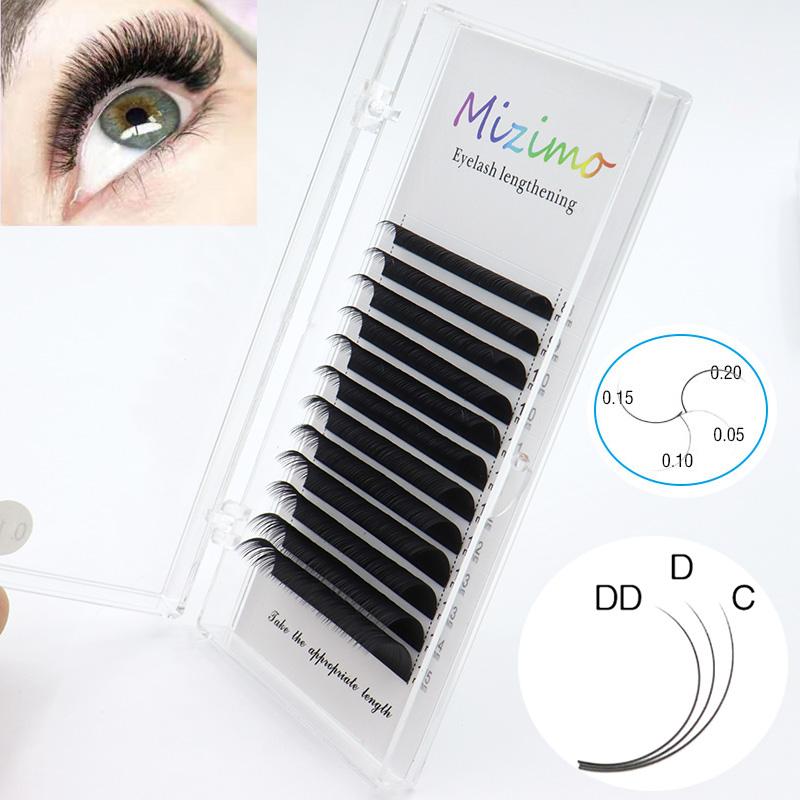 MIZIMO Черные, одиночные, привитые накладные ресницы, толщина 0,05/0,07/0,10/0,15/0,20 мм, длина 8-25 мм, натуральные удлиненные.. Составить