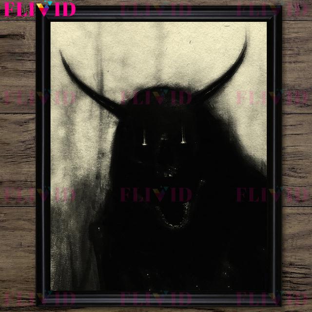 Ужасная демоническая тень, ретро настенная живопись на холсте, призраки в джунглях, черно-белые художественные постеры и печатные украшения для дома