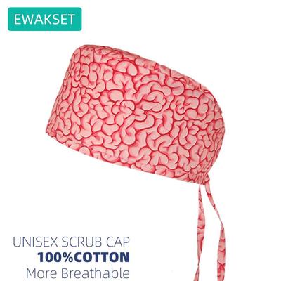 Новая современная медицинская шапочка с напульсником из хлопка с принтом в виде мозга для женщин и мужчин, медицинская хирургическая шапочка для медсестры, унисекс, регулируемые стоматологические шапочки