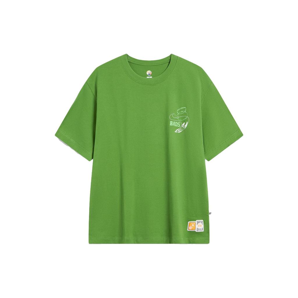 Футболка Li Ning Bad Five с коротким рукавом и принтом китайских иероглифов сзади, унисекс, цвет сосново-зеленый AHST879-2