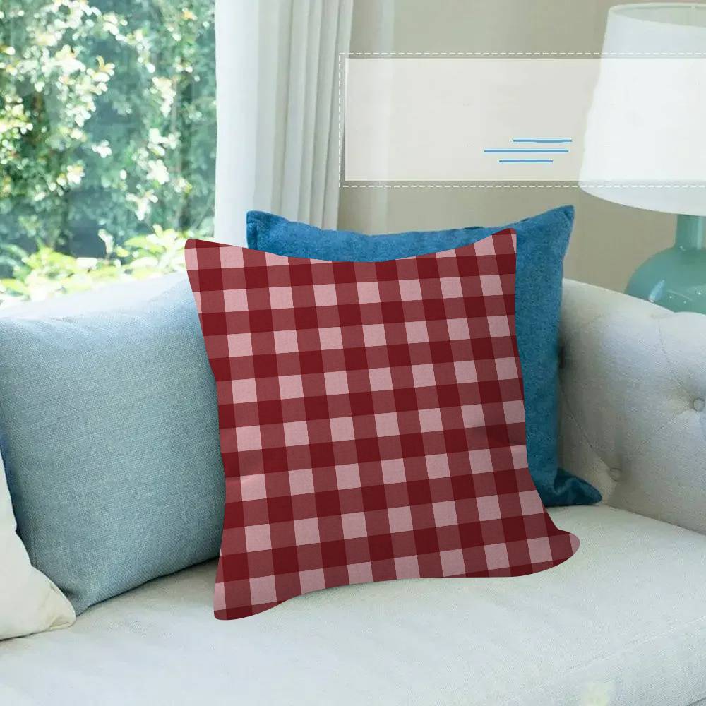 Stripe Plaid Throw solid color Pillow Covers Cartoon Sofa Decorative Home Doublesided Printing Short Plush Cushion Cover
