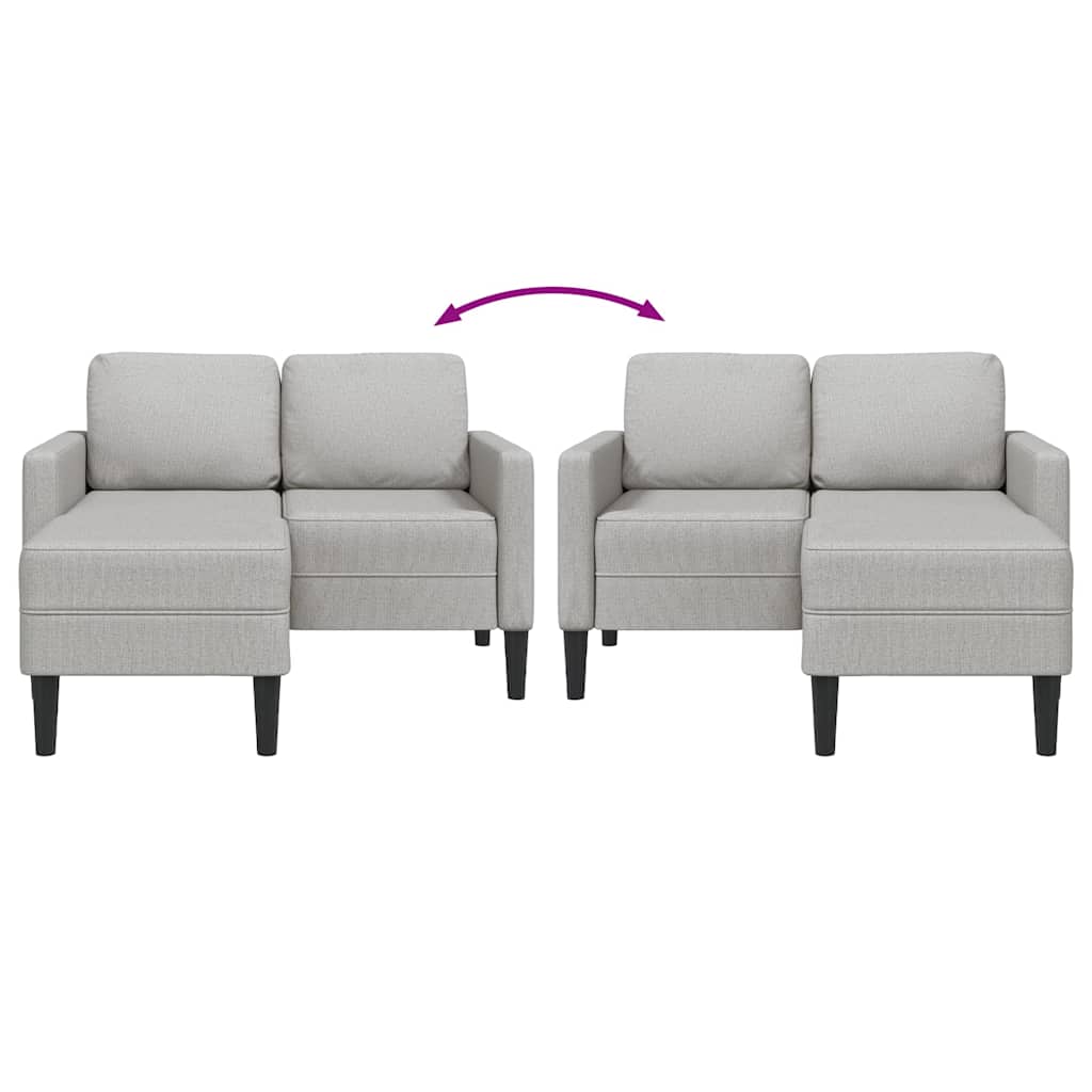 2 Seater L Shaped Sofa with Chaise Longue Cloud Grey 125 cm Fabric