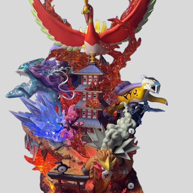 Pet Elf EGG Pocket Monsters Handheld Ornament Phoenix King Three Holy Beasts Thunder God Water Lord Anime Handheld Model