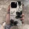 Винтажный черный цветочный чехол для телефона для iPhone 17 11 13 12 Pro Max 16E 16 15 14 Plus Разноцветный Серебристый lMD Ударопрочная задняя крышка для телефона