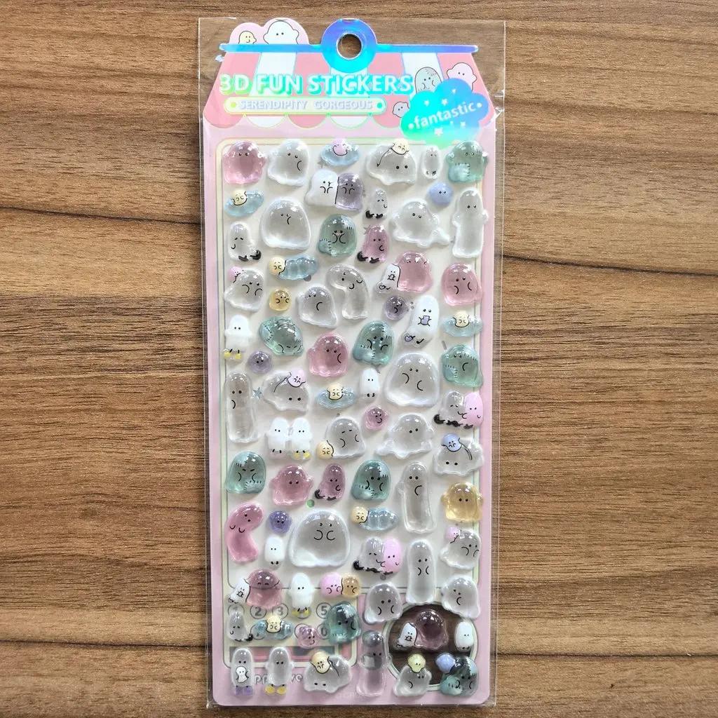 4 шт. Детские Мультяшные Милые Мягкие Призраки 3D Наклейки Очаровательные Наклейки для Телефонов Ноутбуков Пеналов Магазин BulingBulingStickers