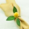 2Pcs Lemon Napkin Rings Twine Napkin Holder with Faux Yellow Lemon Rustic Fruit Napkin Rings for Wedding Banquet Party Dinner Table Decoration