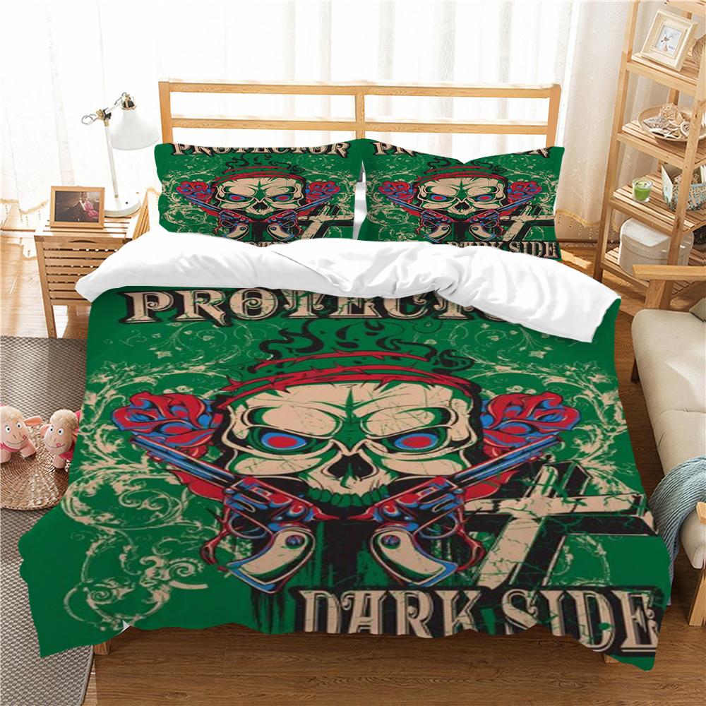 Skull Style Duvet Cover Set 3D Skull Printing Bedding Cover Polyester Home Textiles Soft Pillowcase Boy Single Size Bed Set