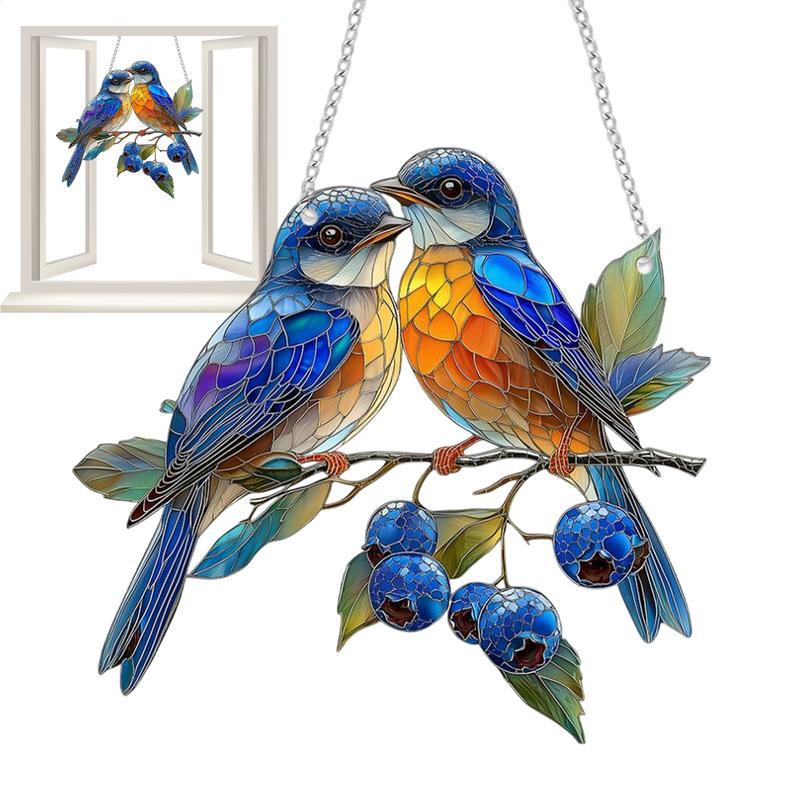 Dangling Bird Ornaments Dangling Bird Light Catcher 2D Acrylic Birds Centerpiece Window Panel Decor for Home Studio Restaurant