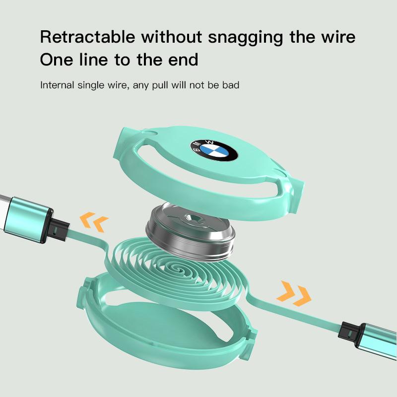 BMW Car Three-in-one Data Cable Retractable Charging Cable Sticker For Performance F30 X7 E91 F40 E90 F20 E60 E28 X1 X6 E39 E36