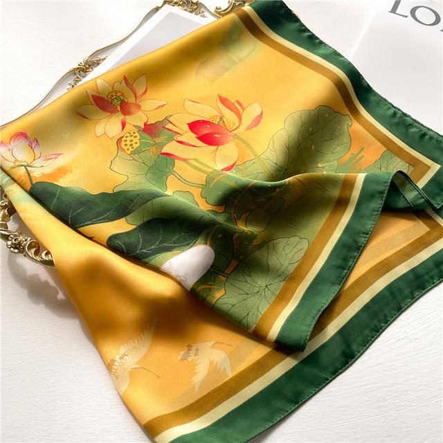 Silk Scarf For Women Luxury Hijab Hair Bands Square Neckerchief Female Satin Shawl Ribbon Headband Fashion Wraps Bandana