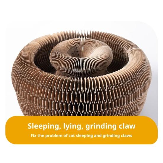 Круглая игрушка-гармошка для кошек с колокольчиком, складная доска для скретч-доски, игрушка-голова кошки