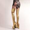 Sexy Women Over The Knee Boots Girls High Heel Boots Motorcycle Round Toe Zip Shoes Plus Size