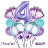 32inch Purple Number Shell Foil Balloon Girls Happy Birthday Balloons Set 1st 2nd 3rd 4th Birthday Balloon Set