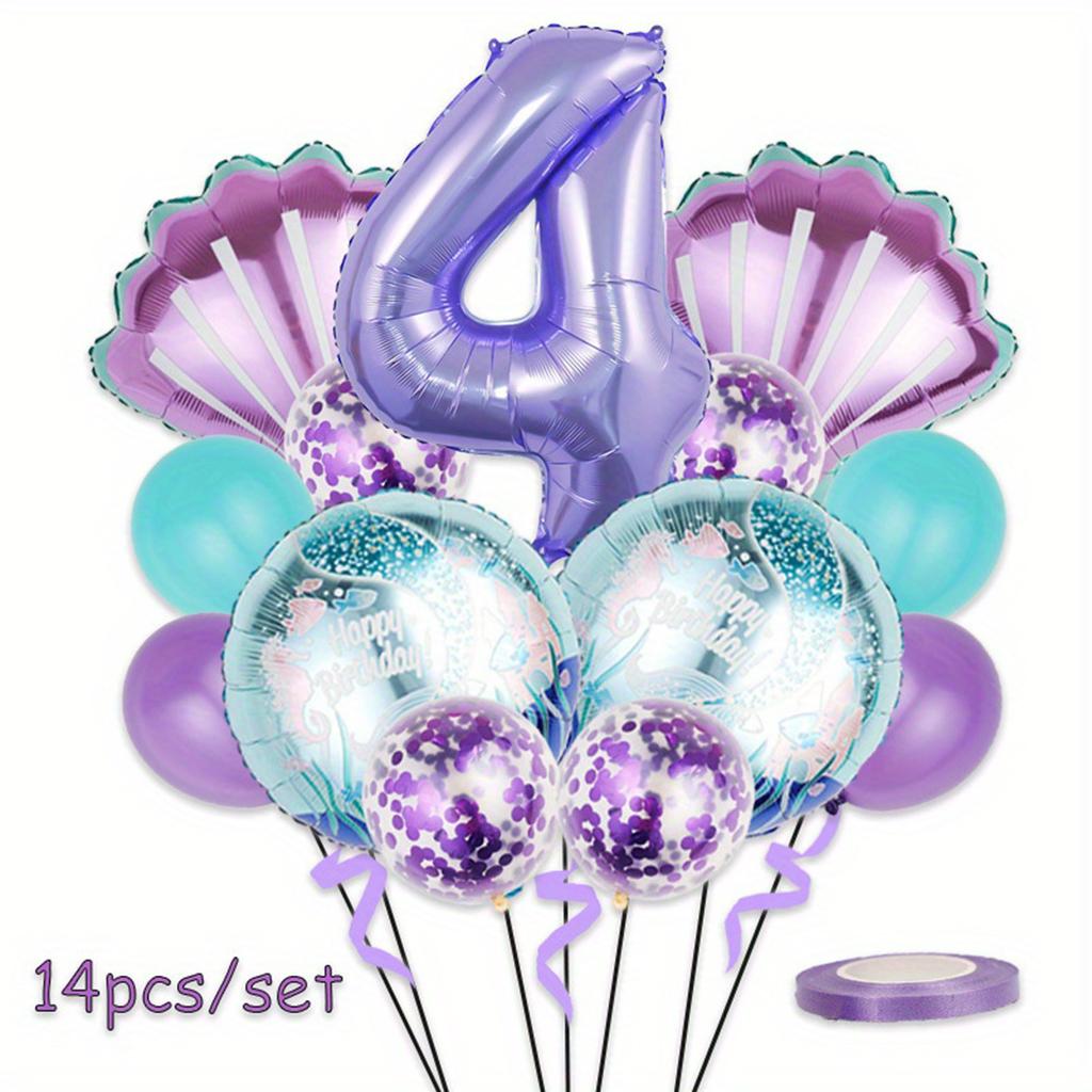 32inch Purple Number Shell Foil Balloon Girls Happy Birthday Balloons Set 1st 2nd 3rd 4th Birthday Balloon Set