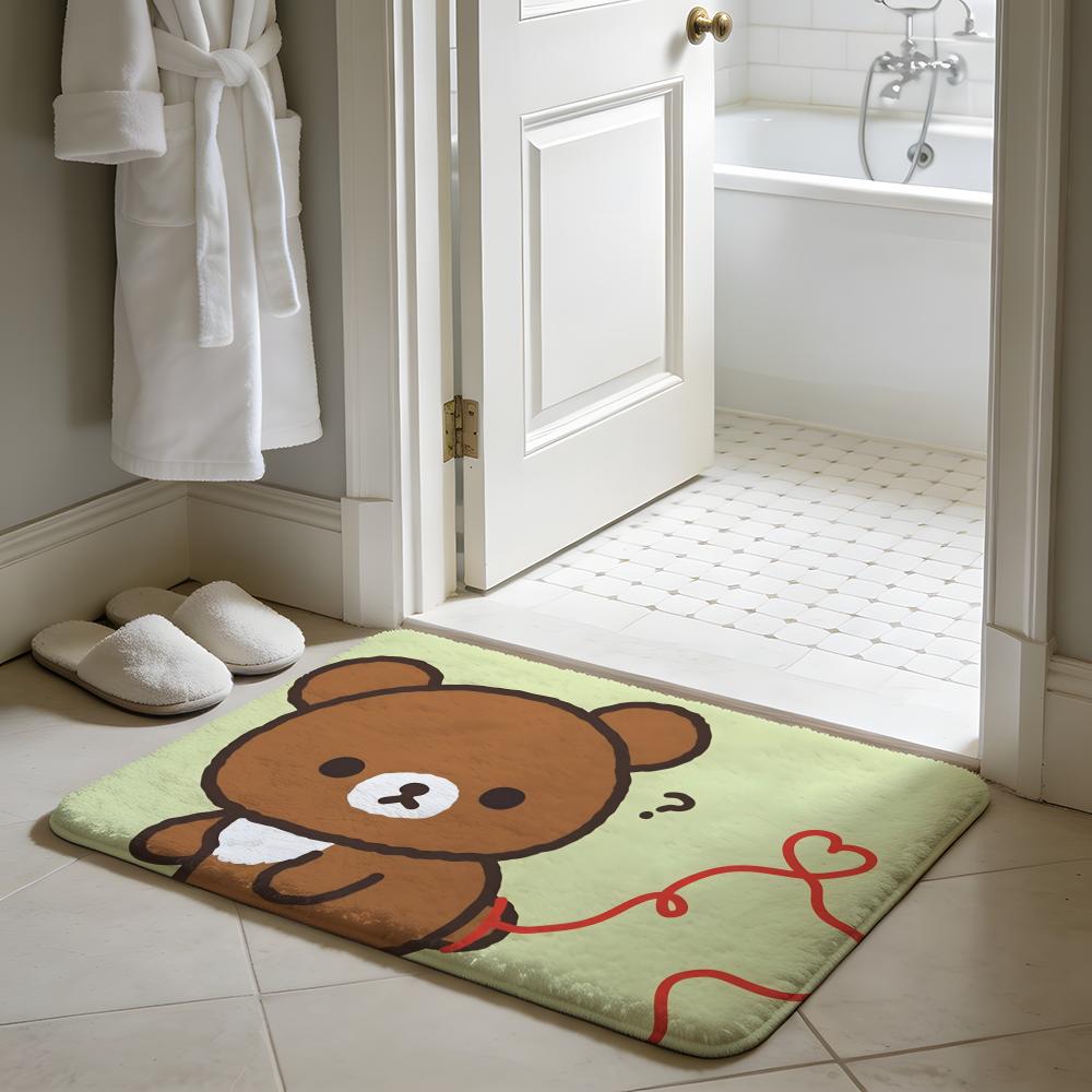 Милый Мультяшный Коврик для Пола с Rilakkuma для Влюбленных Мягкий Фланелевый Впитывающий Коврик Нескользящий Ковер для Дома Спальни Ванной