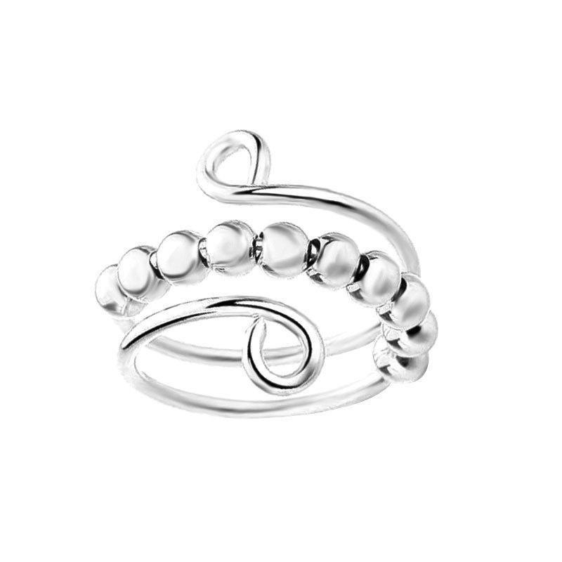 Женское декомпрессионное кольцо, вращающееся анти-беспокойство, радужное кольцо с бусинами, ювелирное изделие, регулируемое открытое облегченное кольцо для беспокойства для дочери, кольцо для девочек, подарок