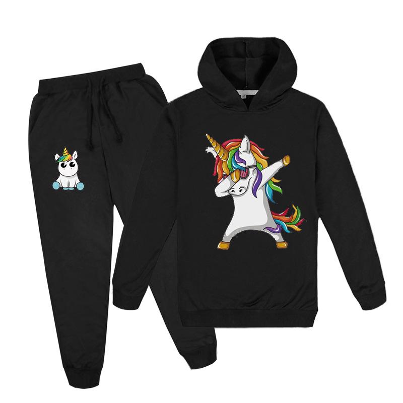Kids Boys Girls Cute DAB Unicorn Hoodies Pants Suit Cartoon Children's Clothing Sweatshirts Casual Fashion Pullover
