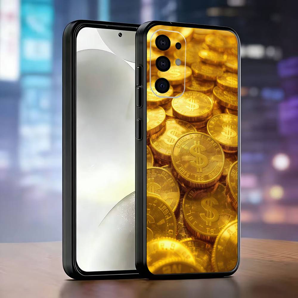 Чехол для телефона 'Деньги Золото Искусство' для Samsung S25, S24, S21, S22, S23, S30, Ultra, S20, Plus, Fe, Lite, Note, 10, Черный Чехол