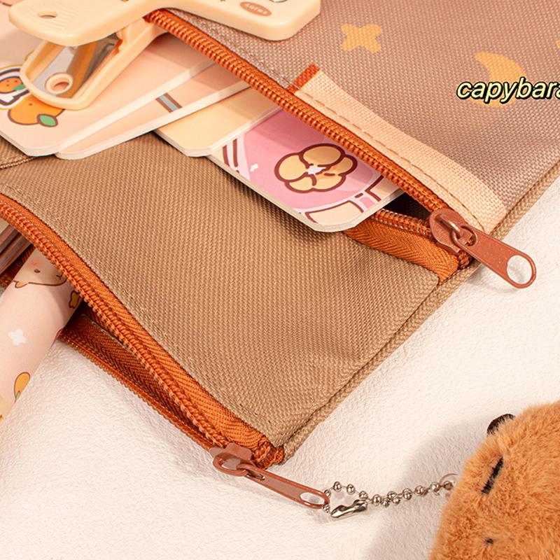 Сумка для учебников Capybara Students из холста, большая вместимость, с застежкой-молнией, школьный пакет, школьные канцелярские принадлежности, сумка для документов для студентов