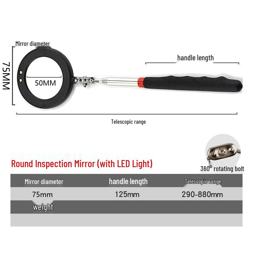 HD Telescopic Inspection Mirror - Universal Car Repair Reflector and Endoscope Rearview Tool