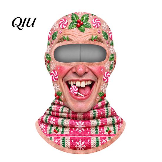 Winter Skiing Balaclava Velvet Face Mask for Christmas, Santa Snowman Reindeer Elf Balaclava, Cold Weather Guard Windproof Neck Gaiter Outdoor