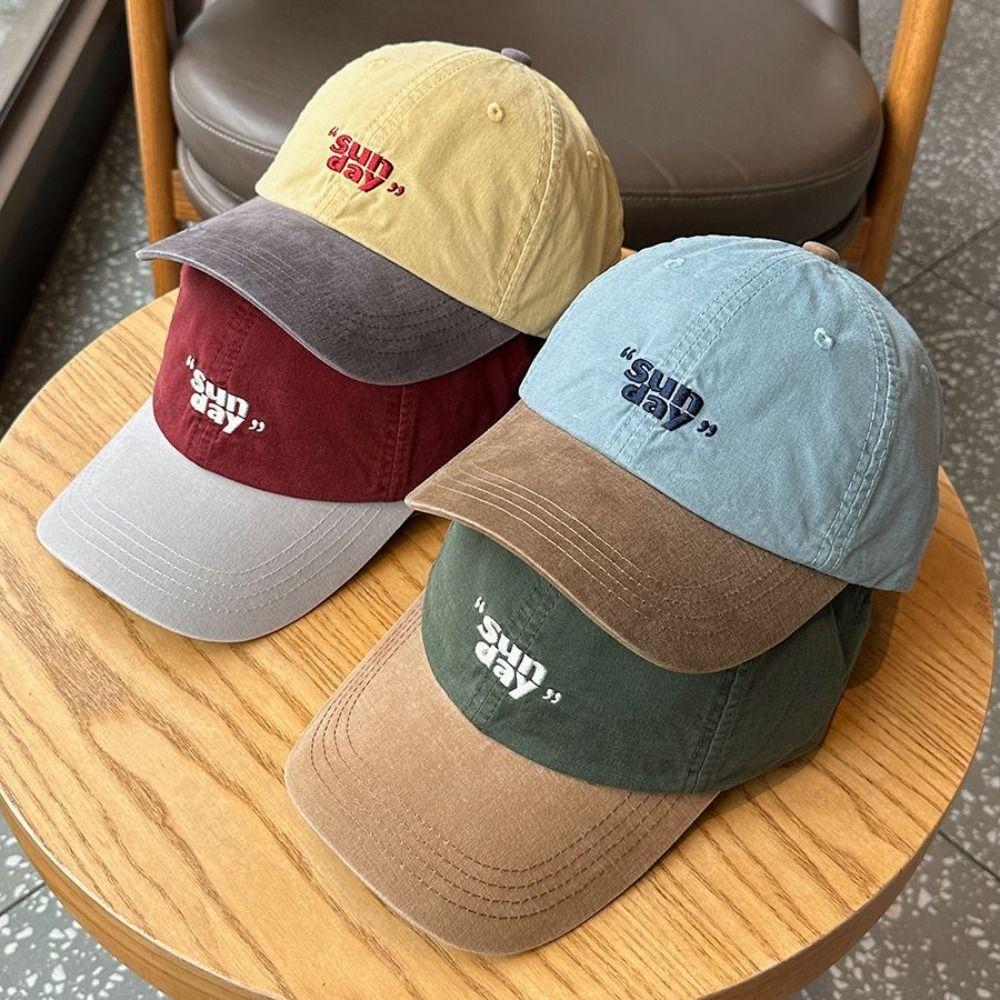 Stitching and Contrasting Colors Casual Baseball Cap Korean Style Soft Top Peaked Cap Woman's